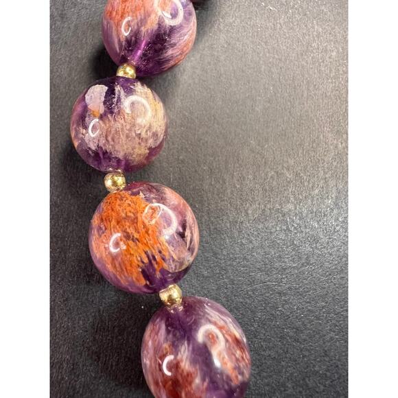 NEW Cacoxenite in amethyst graduated beaded necklace with gold vermeil - Picture 4 of 12